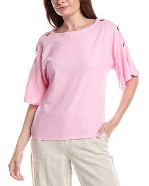 Ellen Tracy Linen-Blend Dolman Top - Pink