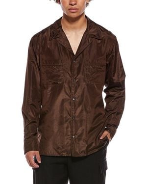 Valentino Camicia Maniche Lunghe Button Front Silk Shirt - Brown