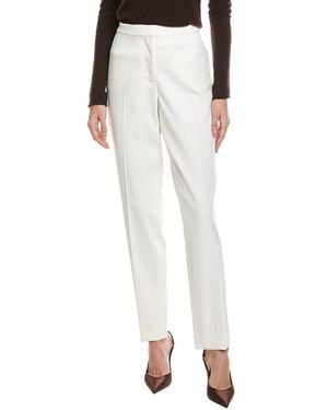 Oscar de la Renta Silk-Trim Wool-Blend Pant - White