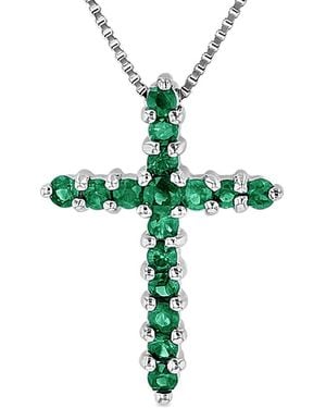 Diana M. Jewels Fine Jewelry 14k 0.32 Ct. Tw. Emerald Cross Pendant Necklace - Green