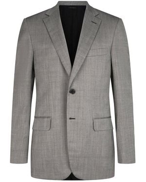 Brioni Single-Breasted Wool & Silk Blazer - Grey