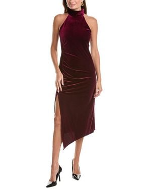 Taylor Velvet Mock Neck Midi Dress - Red