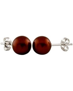 Splendid Silver 6-7mm Pearl Studs - Brown