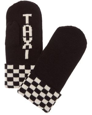 Kate Spade Taxi Checkboard Wool-Blend Mittens - Black