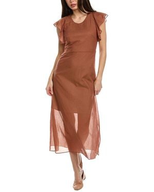 Theory Flutter Midi Dress - Brown