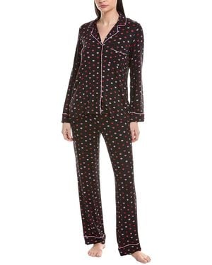 DKNY 2Pc Notch Top & Pant Sleep Set - Black