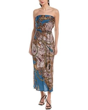 Marchesa Marchesa Rosa Strapless Twill Midi Dress - Blue