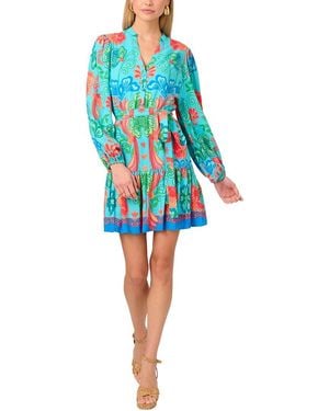 Adrianna Papell Printed Short Dress - Blue