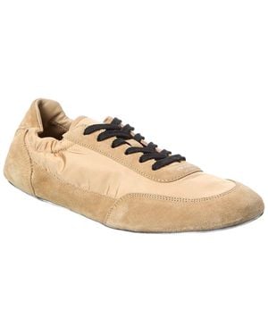 Prada Collapse Re-nylon & Suede Trainer - Natural