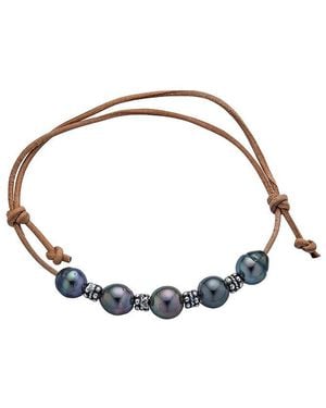 Belpearl 8-9Mm Pearl Leatherette Bracelet - Metallic
