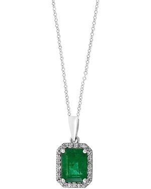 Effy Fine Jewelry 14K 1.66 Ct. Tw. Diamond & Emerald Necklace - Green