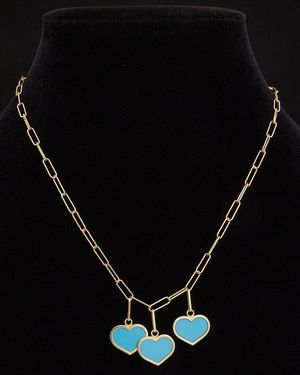 Meshmerise 18K Over Gemstone Paperclip Necklace - Black