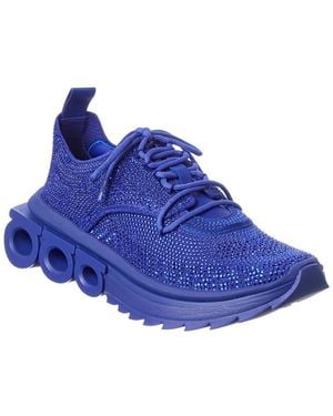 Ferragamo Nima Strass Leather-Trim Trainer - Blue