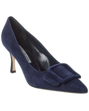 Manolo Blahnik Maysale 70 Suede Pump - Blue