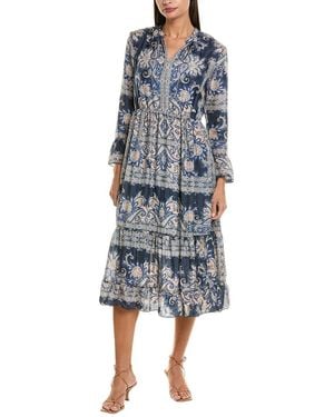 Johnny Was Lucrezia Silk Midi Dress - Blue
