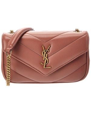 Saint Laurent Loulou Mini Leather Crossbody - Pink