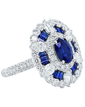 Diana M. Jewels Fine Jewellery 18k 5.37 Ct. Tw. Diamond & Sapphire Ring - Blue