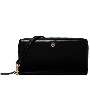 Tory Burch Emerson Patent Zip Leather Continental Wallet - Black