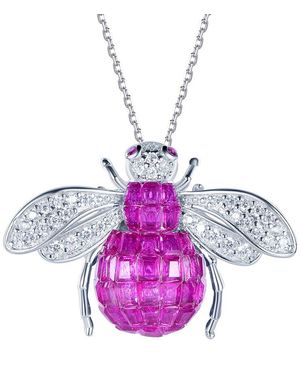 Suzy Levian CZ Jewelry Suzy Levian Cz Bumble Bee Necklace - Pink