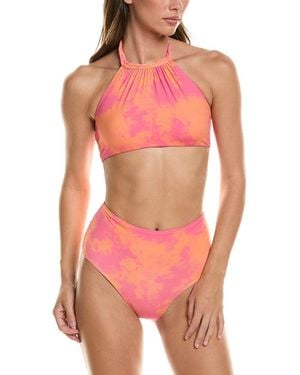 Manebí Manebi 2Pc Braided Halter Neck Bikini Set - Pink