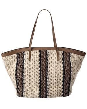 Brunello Cucinelli Jute & Leather Tote - Brown