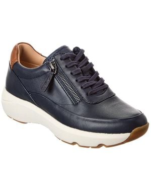Clarks Tivoli Zip Leather Trainer - Blue