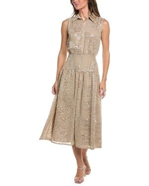 Kenneth Cole Midi Shirtdress - Natural