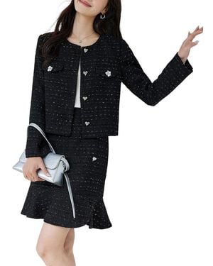 OUNIXUE 2Pc Blazer & Skirt Set - Black