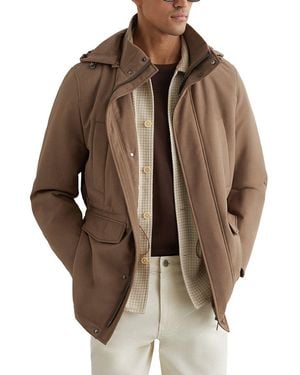 Reiss Lord Hooded Zip Through P Casual Jacket - Brown
