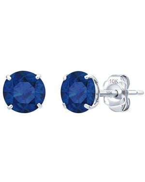MaxColor 14K 1.90 Ct. Tw. Lab-Grown Sapphire Stud Earrings - Blue