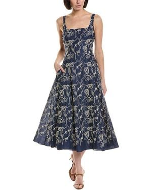 Julia Jordan Embroidered Midi Dress - Blue