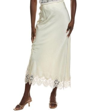 Bardot Elisan Lace Satin Midi Skirt - Natural
