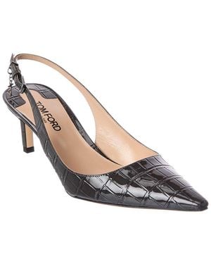 Tom Ford Croc-Embossed Patent Slingback Pump - Metallic