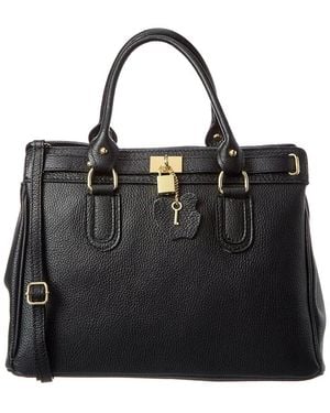 Italian Leather Satchel - Black