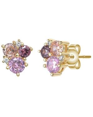 Rachel Glauber 14K Plated Cz Three Stone Ring - Pink