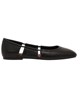 Reiss Leona Leather Flat - Black