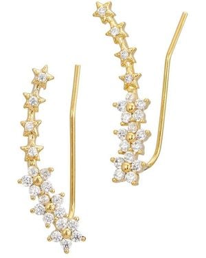 Savvy Cie 18K Plated Cz Climber Earrings - White