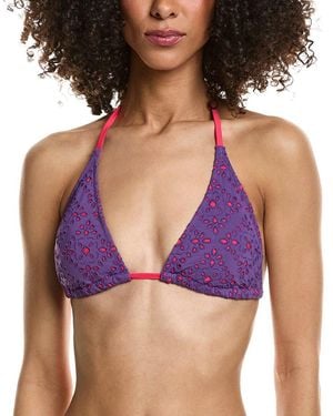 Johnny Was Eyelet String Bikini Top - Purple