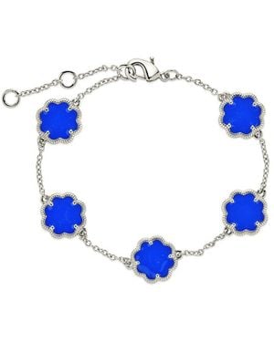 Sterling Forever Rose Petal Station Bracelet - Blue