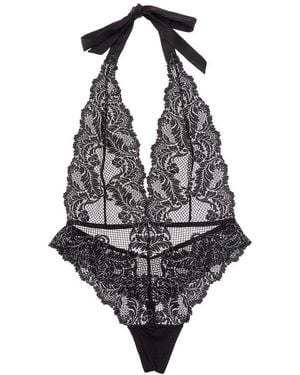 Le Mystere Lace Allure Halter Bodysuit - Black