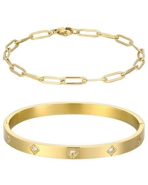 Adornia 18K Plated Stainless Steel Cz Bracelet - Metallic