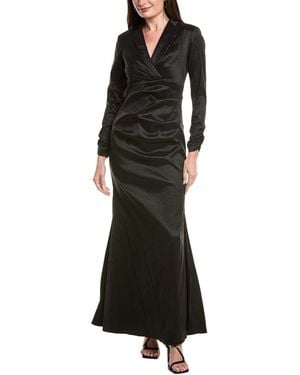 Adrianna Papell Stretch Taffeta Tuxedo Dress - Black