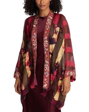 Johnny Was Ferly Silk-Blend Jacket - Red