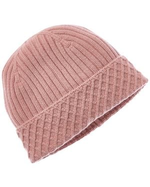 Bruno Magli Diamond Cuff Rib Cashmere Beanie - Pink