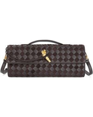 Tiffany & Fred Paris Leather Top-Handle Fold-Over Clutch - Grey