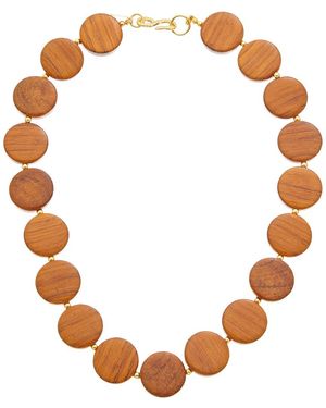 Kenneth Jay Lane Plated Wood Necklace - Brown