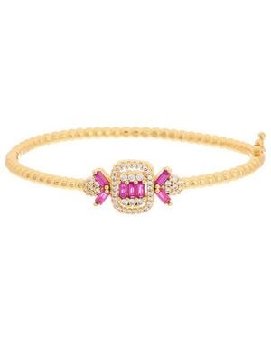 Juvell 18K Plated Garnet Cz Bangle Bracelet - Pink