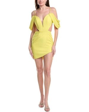 Jovani Satin Short Slit Dress - Yellow