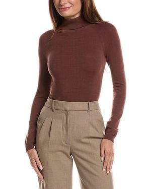 Lafayette 148 New York Raglan Sleeve Turtleneck Bodysuit - Brown