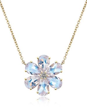 Kai Fine Jewelry 14K 2.02 Ct. Tw. Diamond & Moonstone Necklace - Blue